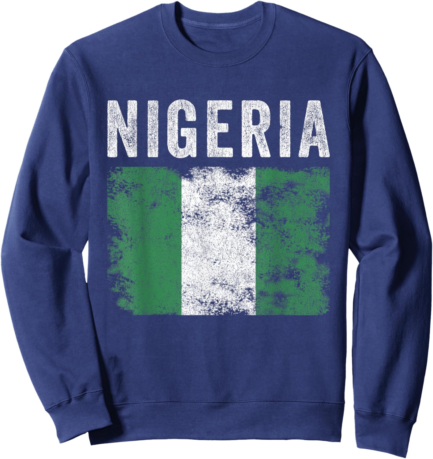 Nigeria Flag Distressed - Men Women Kids - Nigerian Flag Sweatshirt - Sweatshirt | Navy