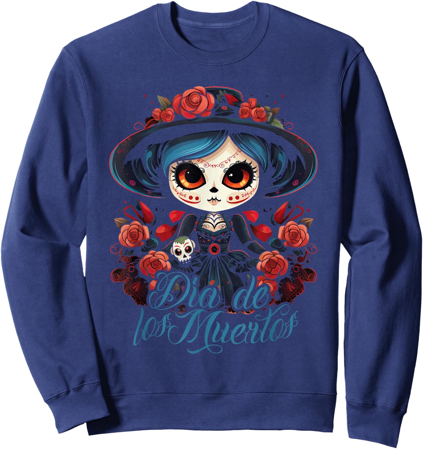 La Catrina Dress Stylish Day of the Dead Costume La Catrina Sweatshirt - Sweatshirt | Navy