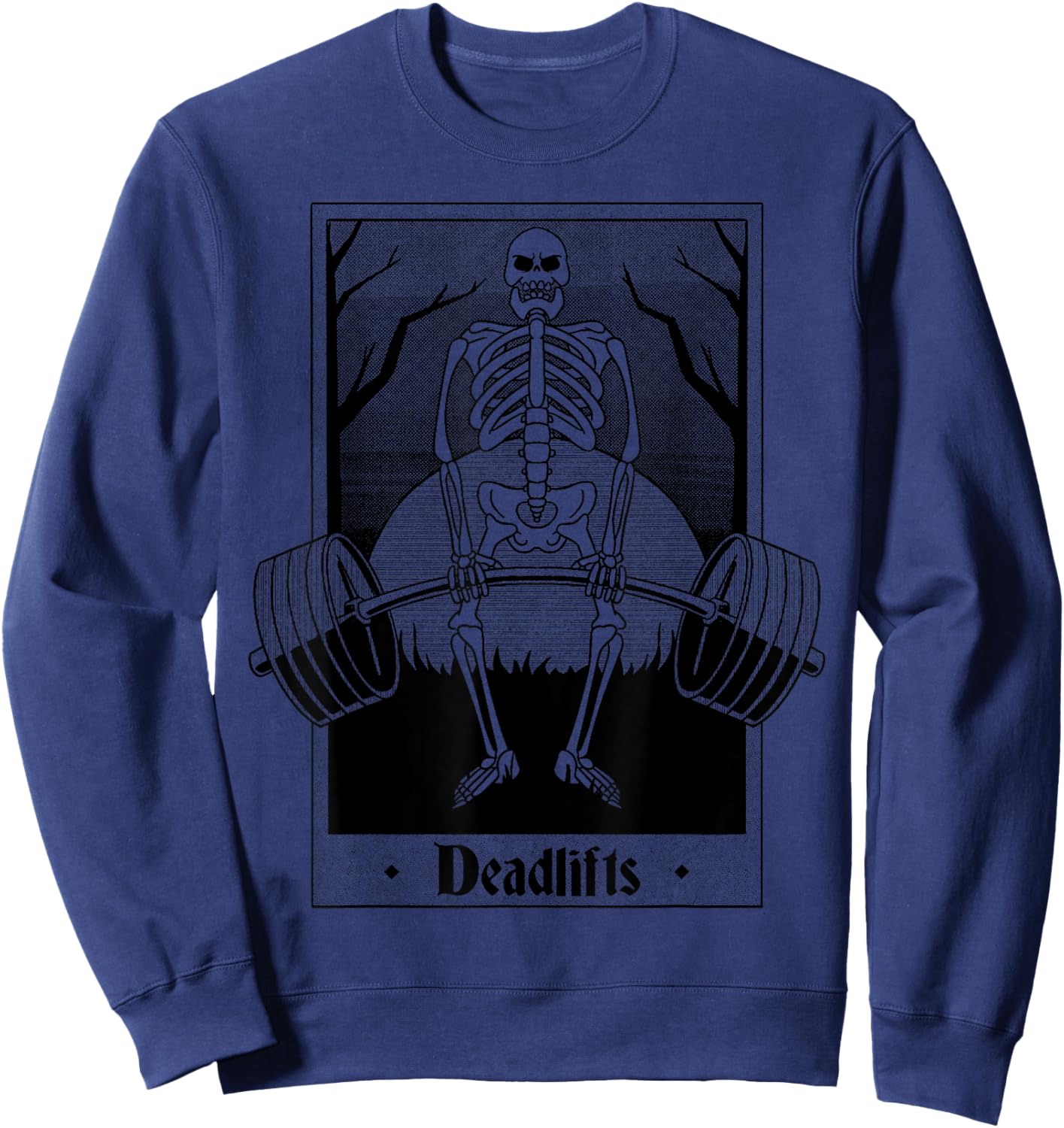 Tarot Card Funny Gym Deadlifts Workout Occult Weightlifting Sweatshirt - Sweatshirt | Navy