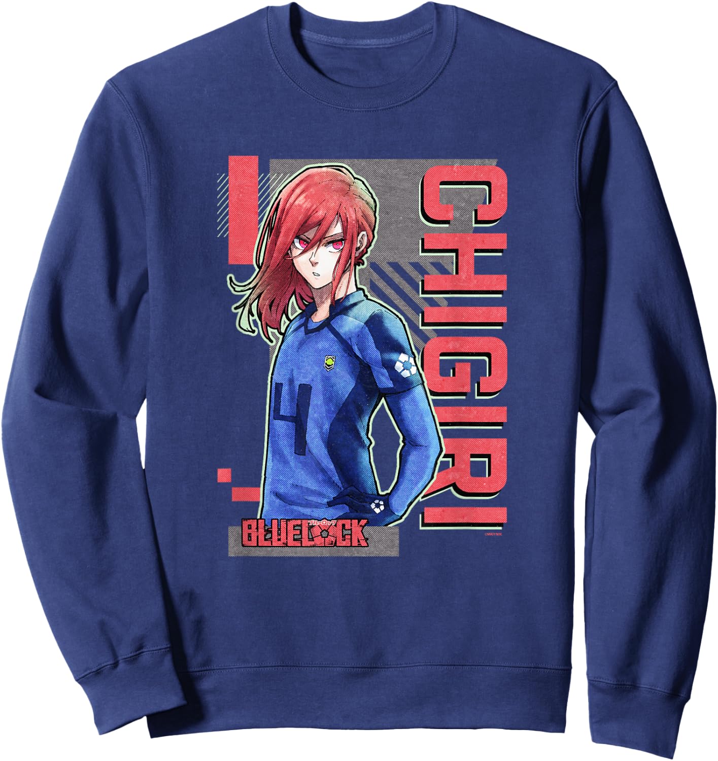 Blue Lock Chigiri Hyoma The World's Best Striker Epic Poster Sweatshirt - Sweatshirt | Navy