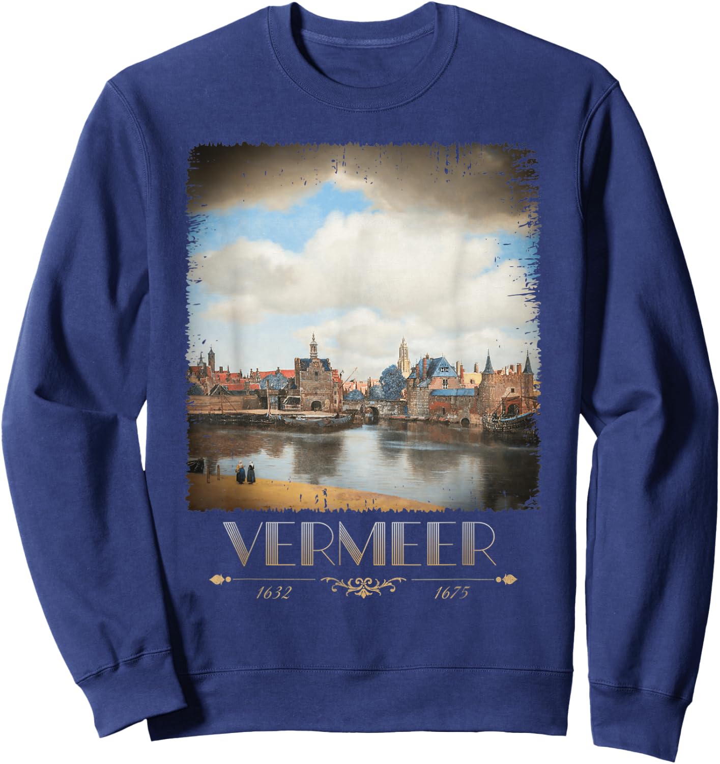 Jan Vermeer View of Delft Baroque Painting Cool Art Sweatshirt - Sweatshirt | Navy