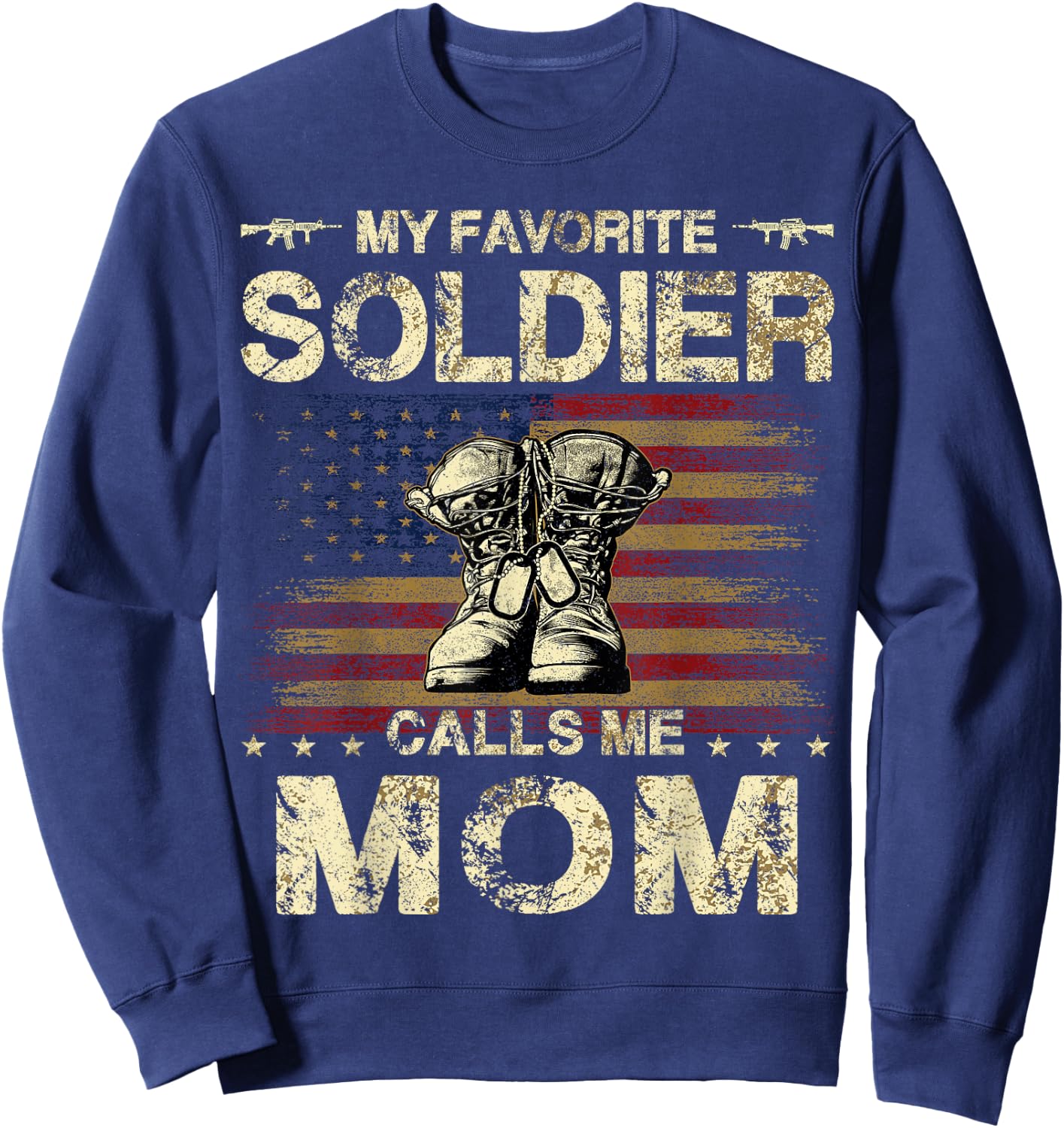 Army Family Matching Combat Boots Clothings Proud Army Mom Sweatshirt - Sweatshirt | Navy