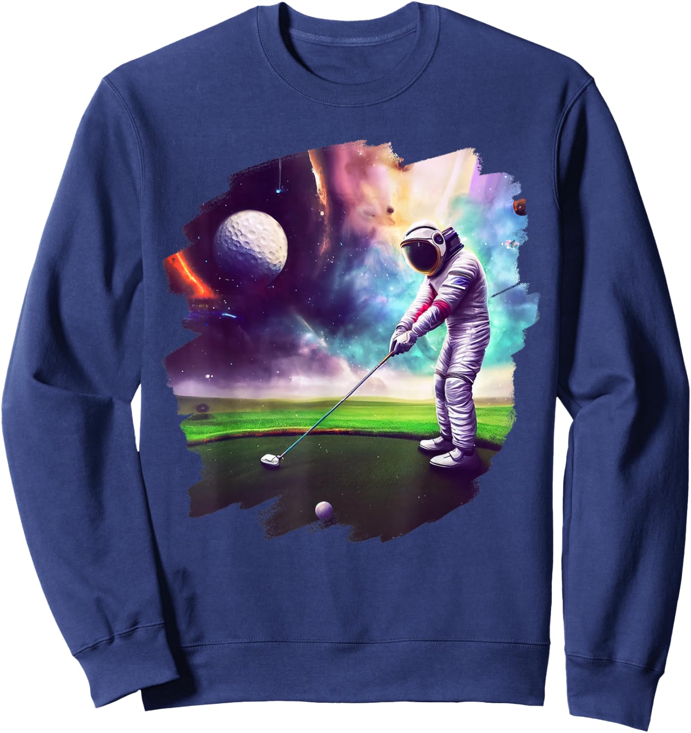 Astronaut Golfing Cool Funny Astronaut Golfer Golf Sports Sweatshirt - Sweatshirt | Navy