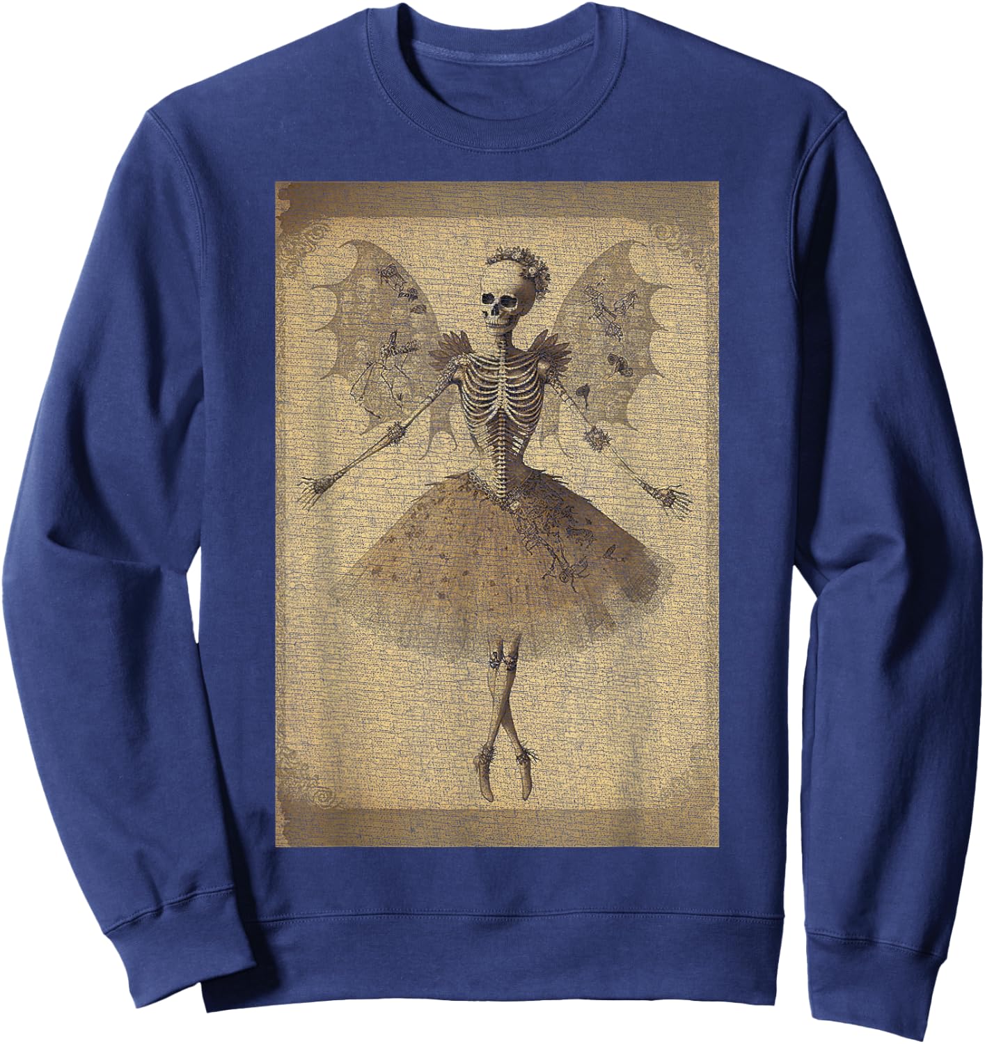 Fairy Grunge Fairycore Clothing Fairy Grunge Gothic Skeleton Butterfly Wings Gothic Sweatshirt - Sweatshirt | Navy