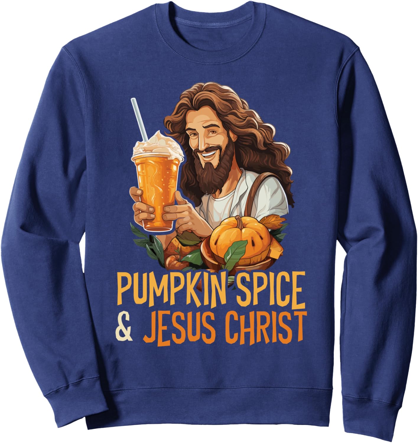Pumpkin Spice Latte Autumn Food Flavored Drink Sweatshirt - Sweatshirt | Navy