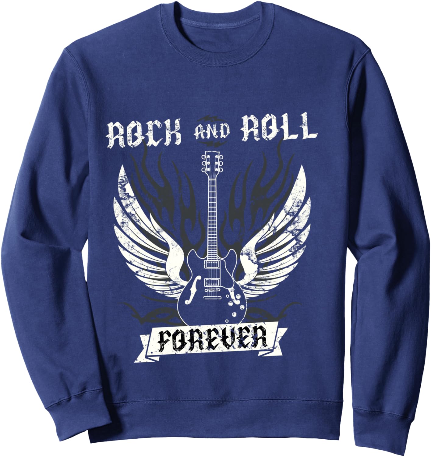 Guitar Wings 70s Vintage Retro 80s Rock & Roll Music Sweatshirt - Sweatshirt | Navy