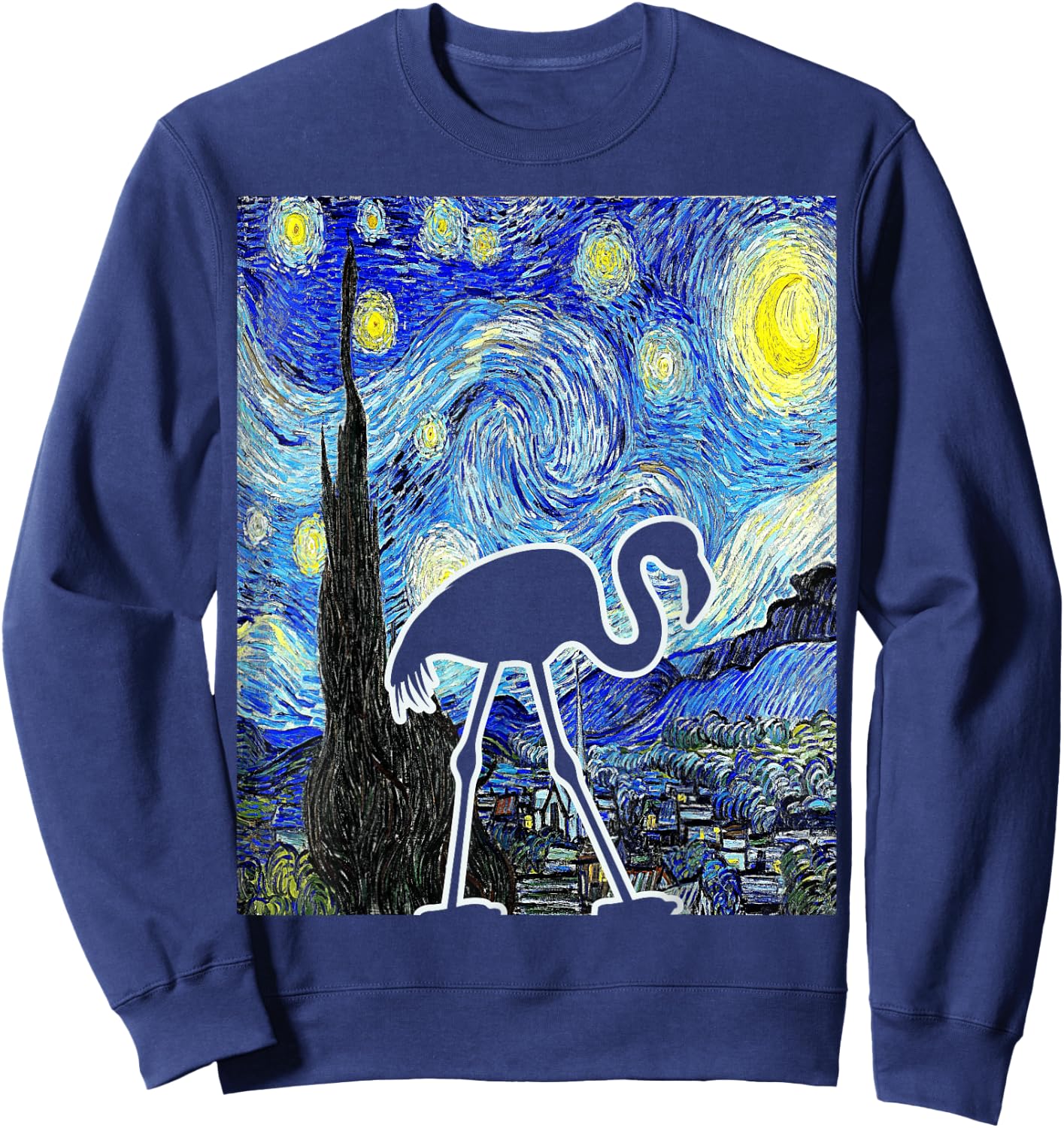 Flamingo Starry Night Flamingo Lover Van Gogh Flamingo Bird Sweatshirt - Sweatshirt | Navy