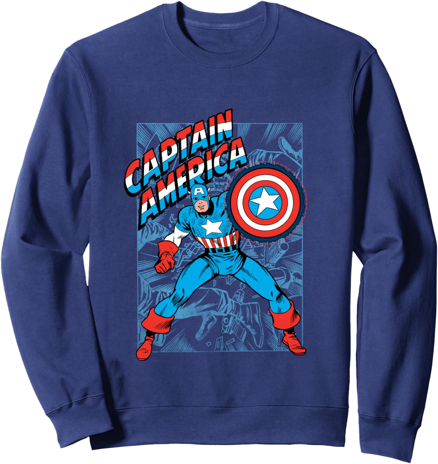 Marvel Comics Retro Classic Captain America Comic Book Cover Sweatshirt - Sweatshirt | Navy
