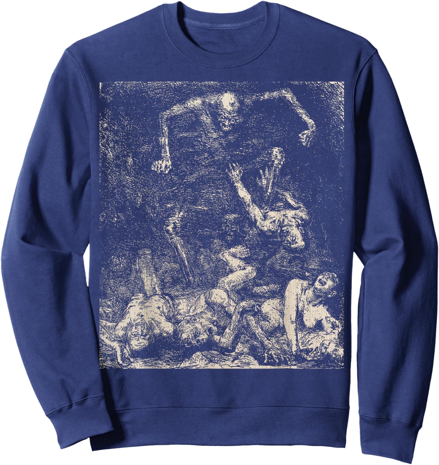 Retro Halloween Evil Demon Rise From the Dead Creepy Macabre Sweatshirt - Sweatshirt | Navy