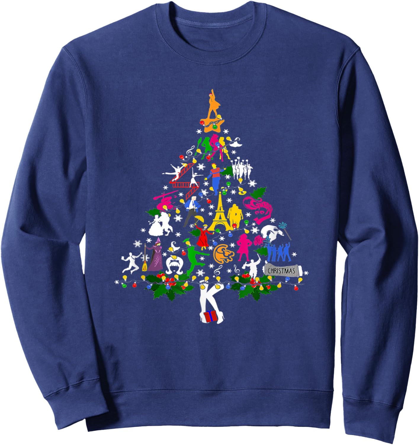 Broadway Musical Theatre Christmas Tree Funny Xmas Sweatshirt - Sweatshirt | Navy