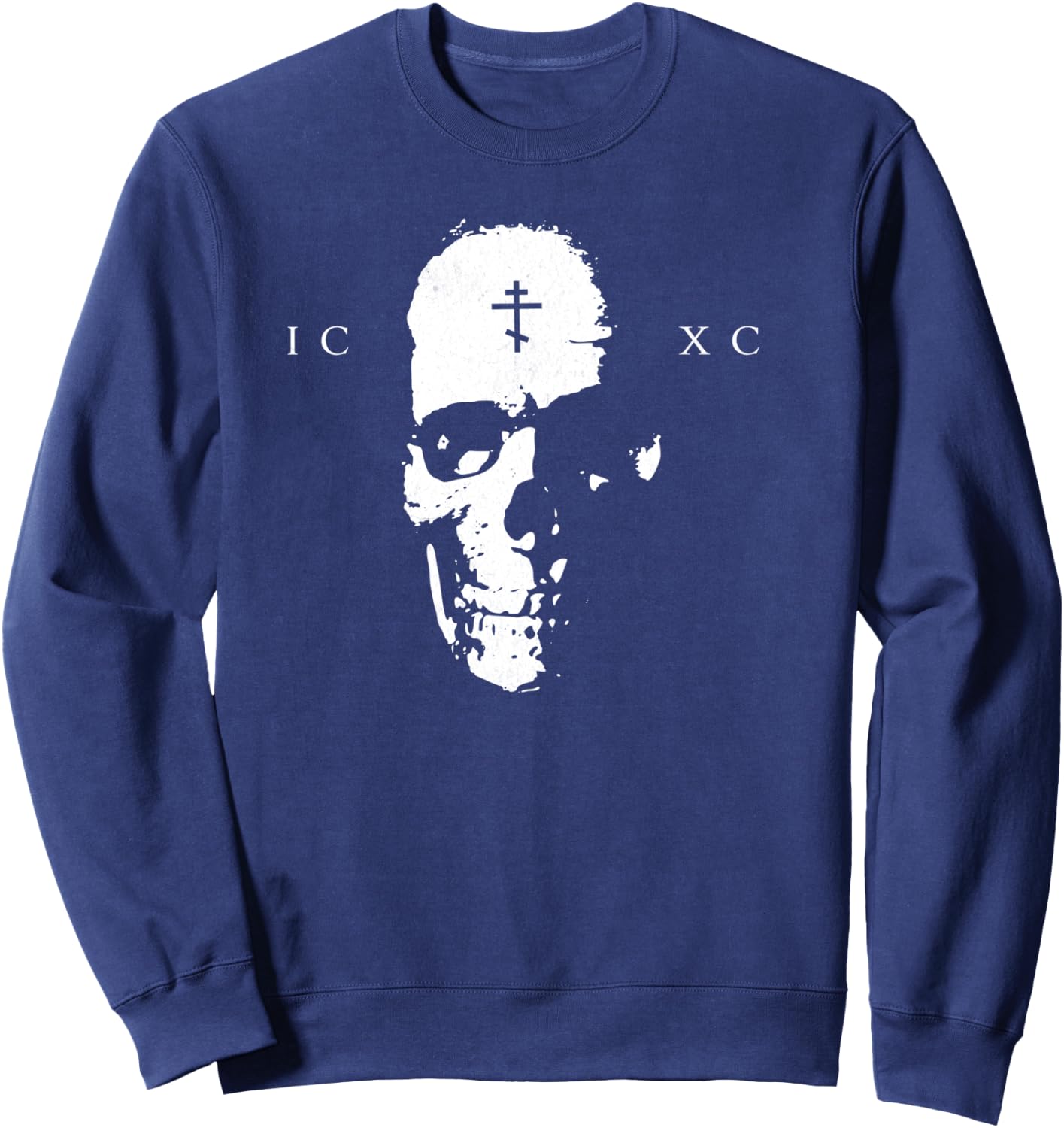 ICXC, Orthodox Christian Skull Sweatshirt - Sweatshirt | Navy