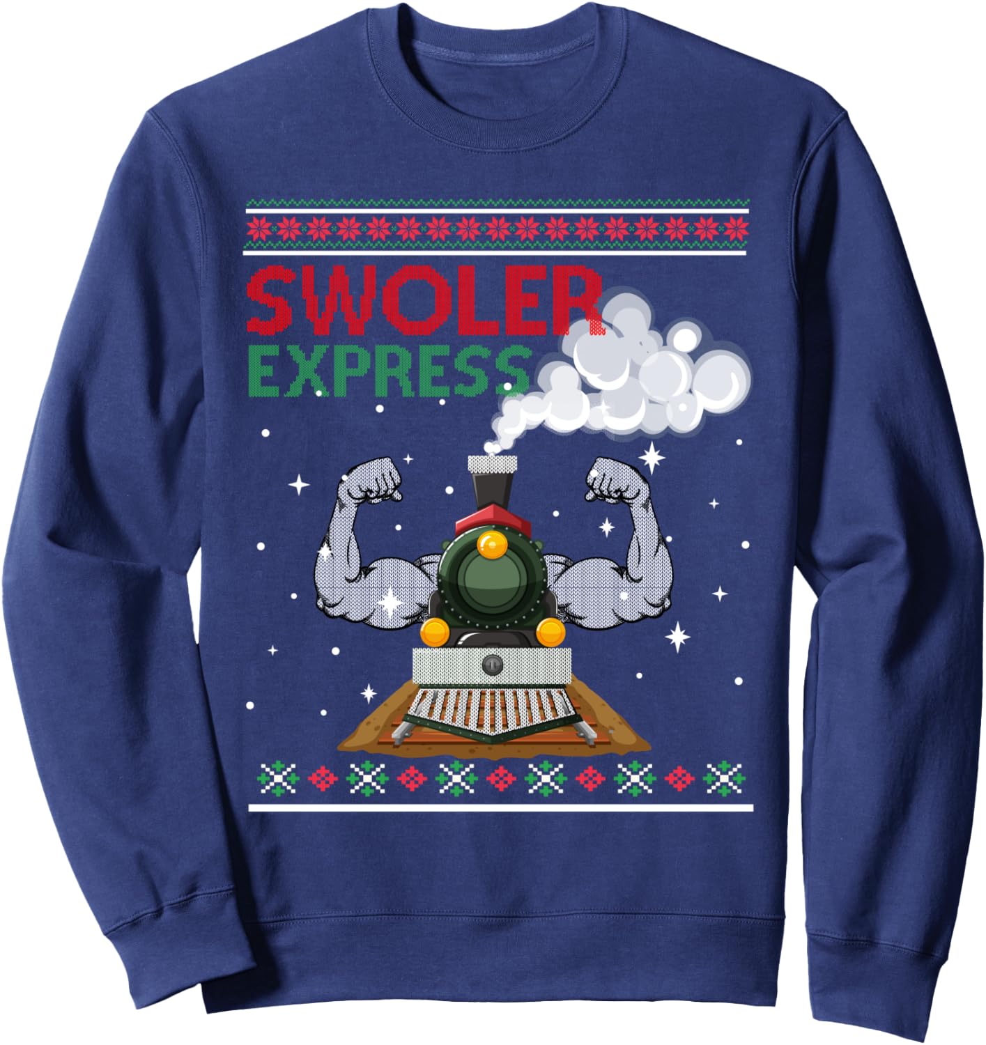 Swoler Express Ugly Christmas Season Train Sweatshirt - Sweatshirt | Navy