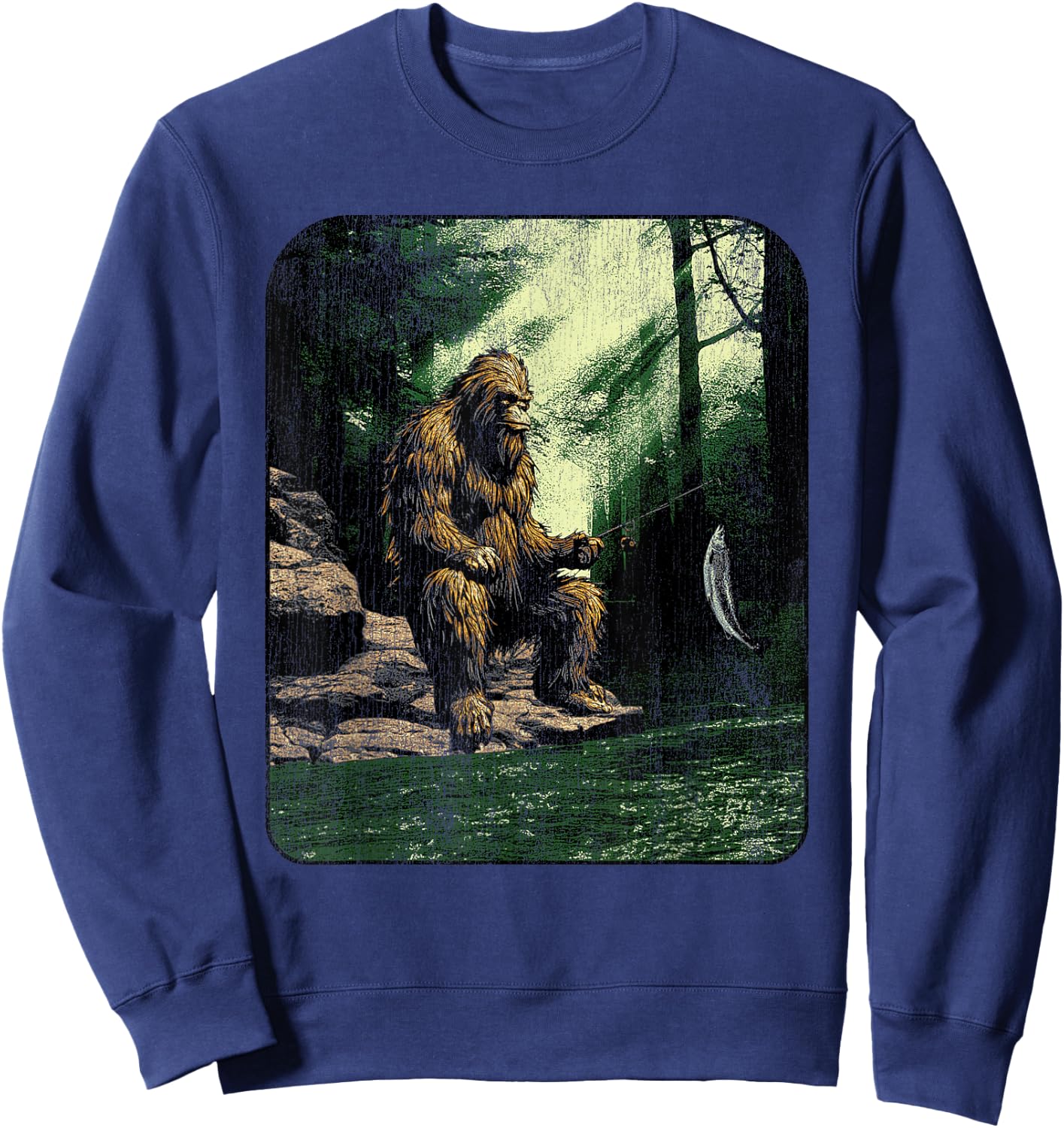 Big foot fishing, cool fishing fisher men Sweatshirt - Sweatshirt | Navy