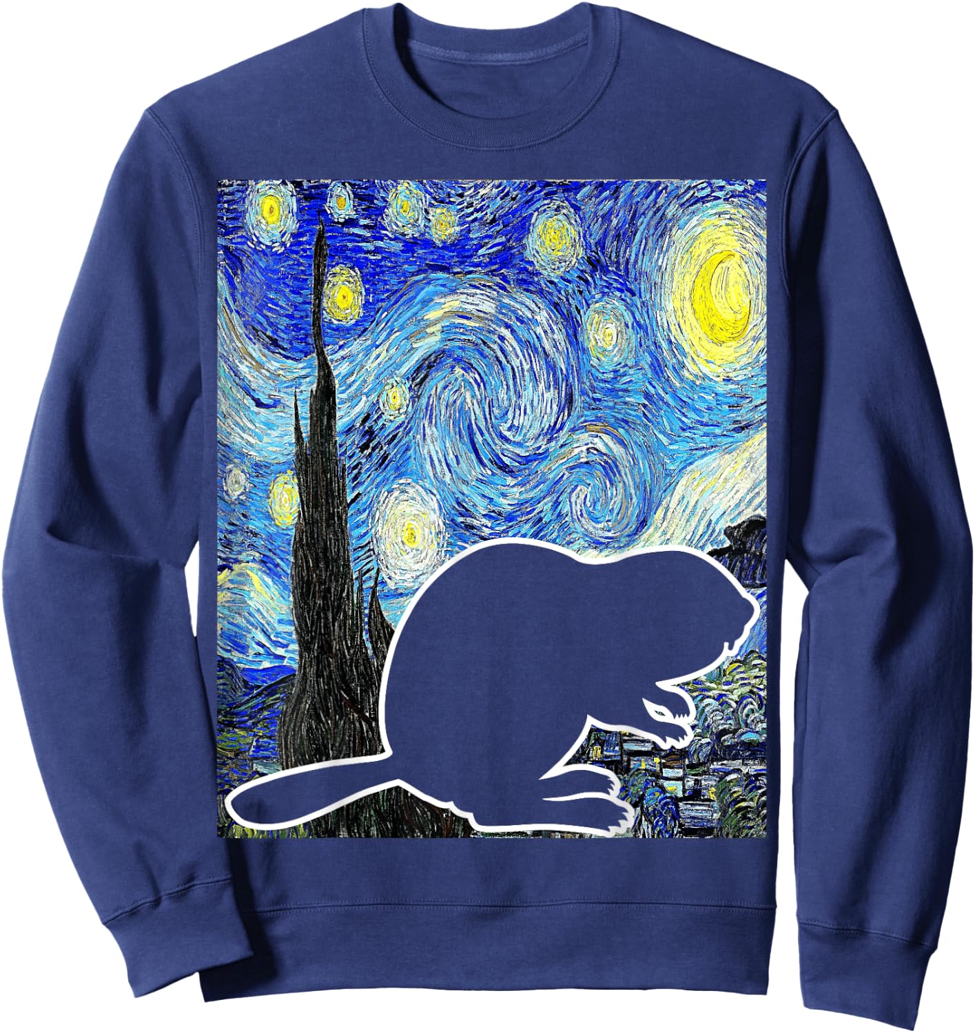 Beaver Starry Night Beaver Lover Van Gogh Beaver Sweatshirt - Sweatshirt | Navy