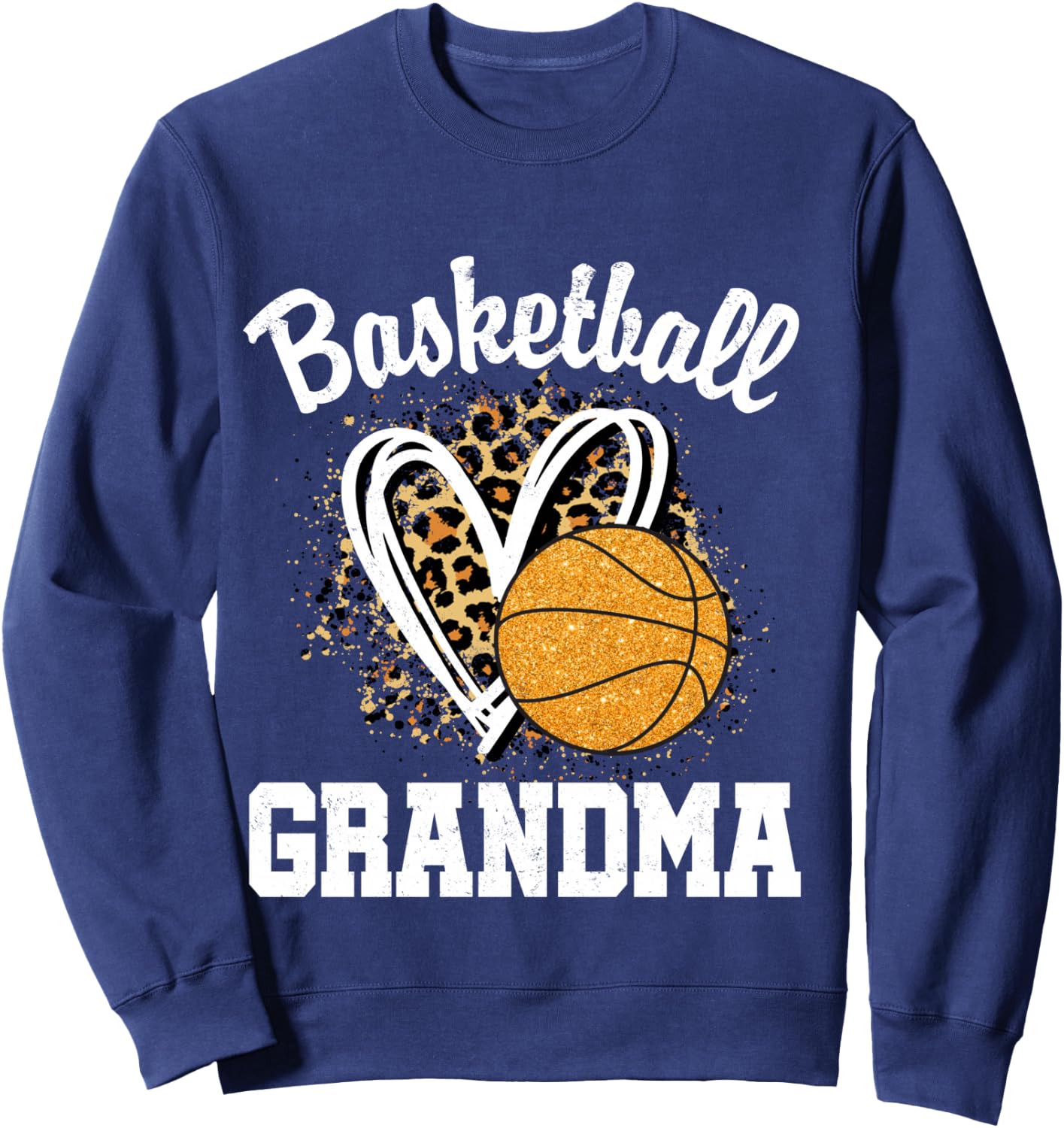 Basketball Grandma Leopard Heart Sweatshirt - Sweatshirt | Navy