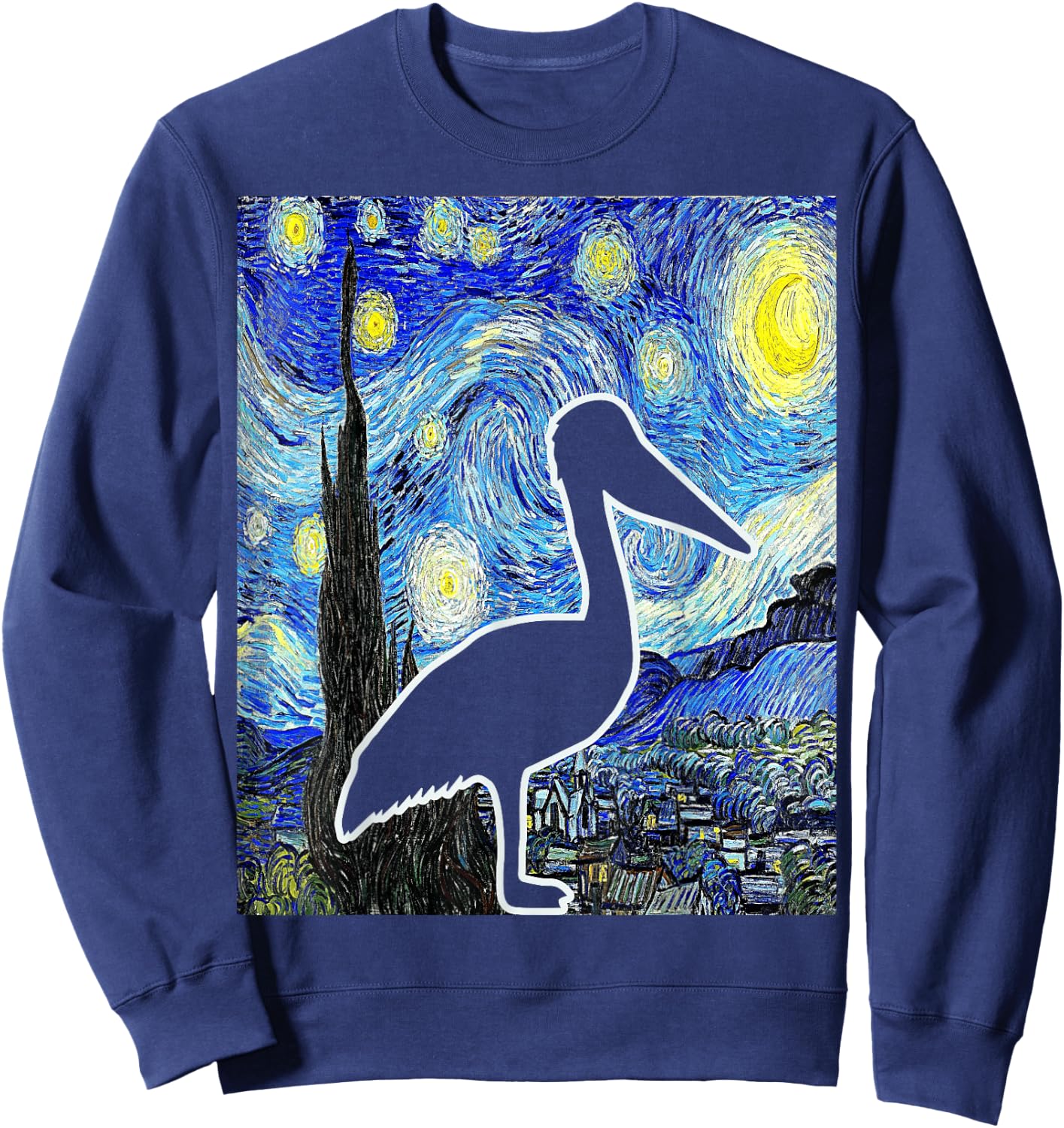 Pelican Starry Night Pelican Lover Pelican Birdwatching Sweatshirt - Sweatshirt | Navy
