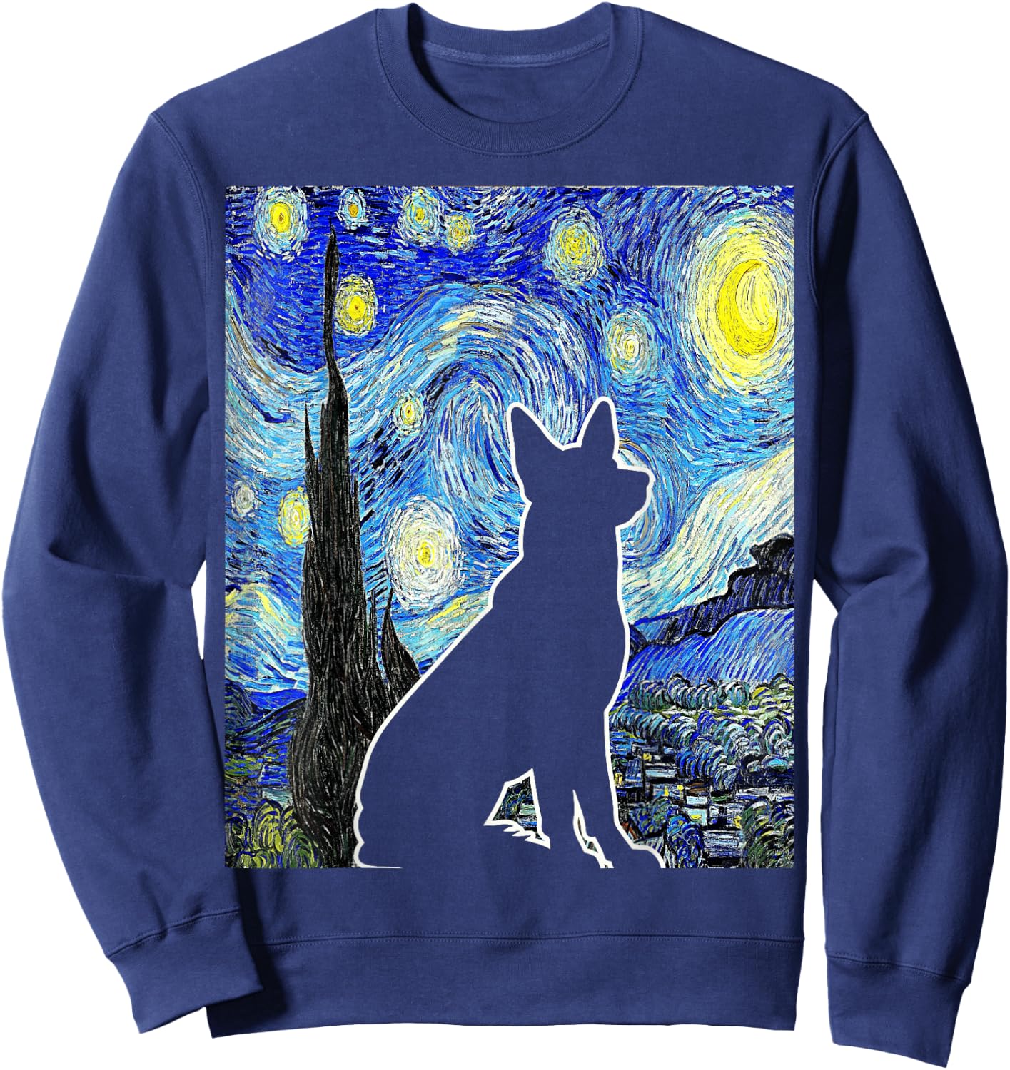 Dog Starry Night Van Gogh Funny Dog Lover Sweatshirt - Sweatshirt | Navy