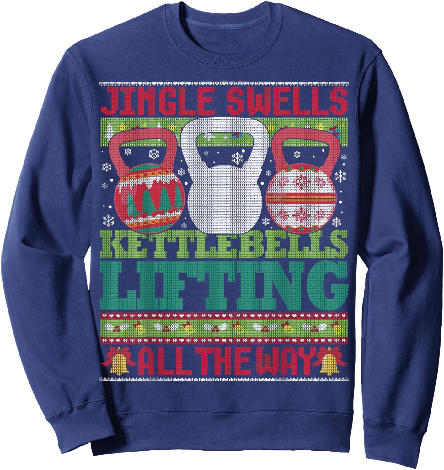 Ugly Christmas Gym Kettlebell Weightlifting Fitness Gift Sweatshirt - Sweatshirt | Navy