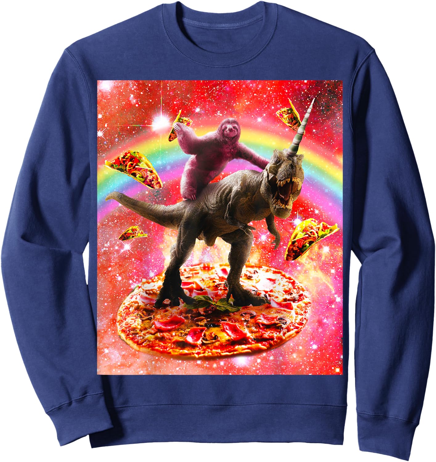 Unicorn dinosaur ride-on space sloth - Pizza e Sweatshirt - Sweatshirt | Navy