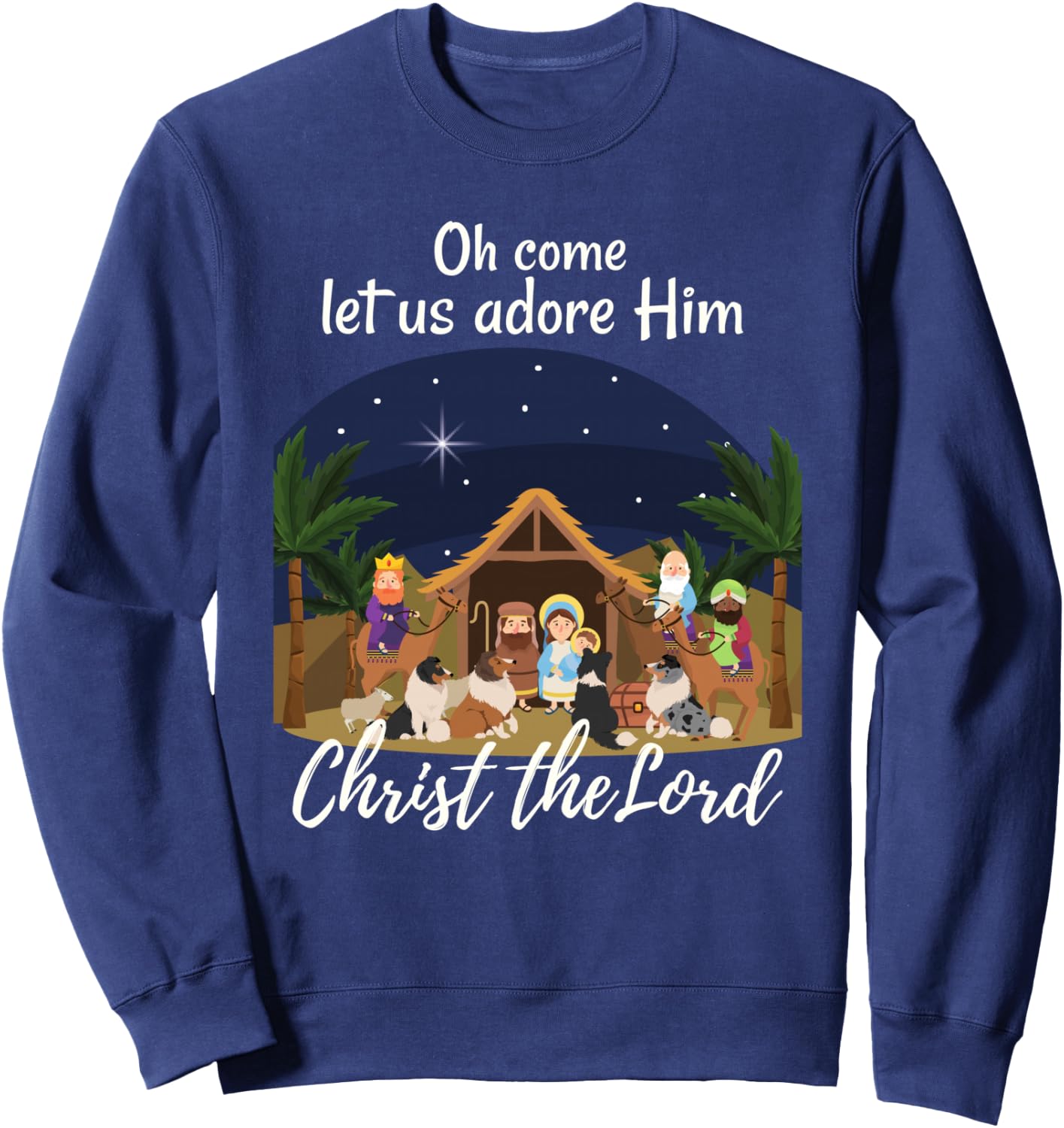 Sheltie Christmas Adorable Nativity with Shelties Sweatshirt - Sweatshirt | Navy