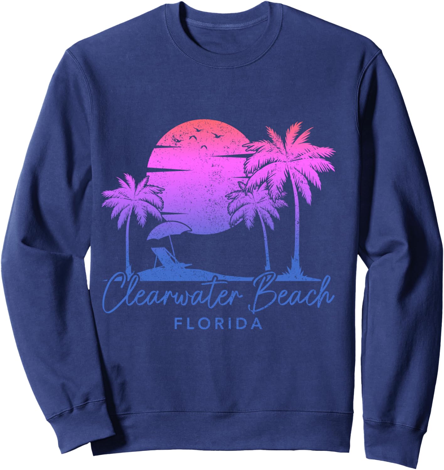 Clearwater Beach Florida FL Surfer Vintage Sunset Sweatshirt - Sweatshirt | Navy