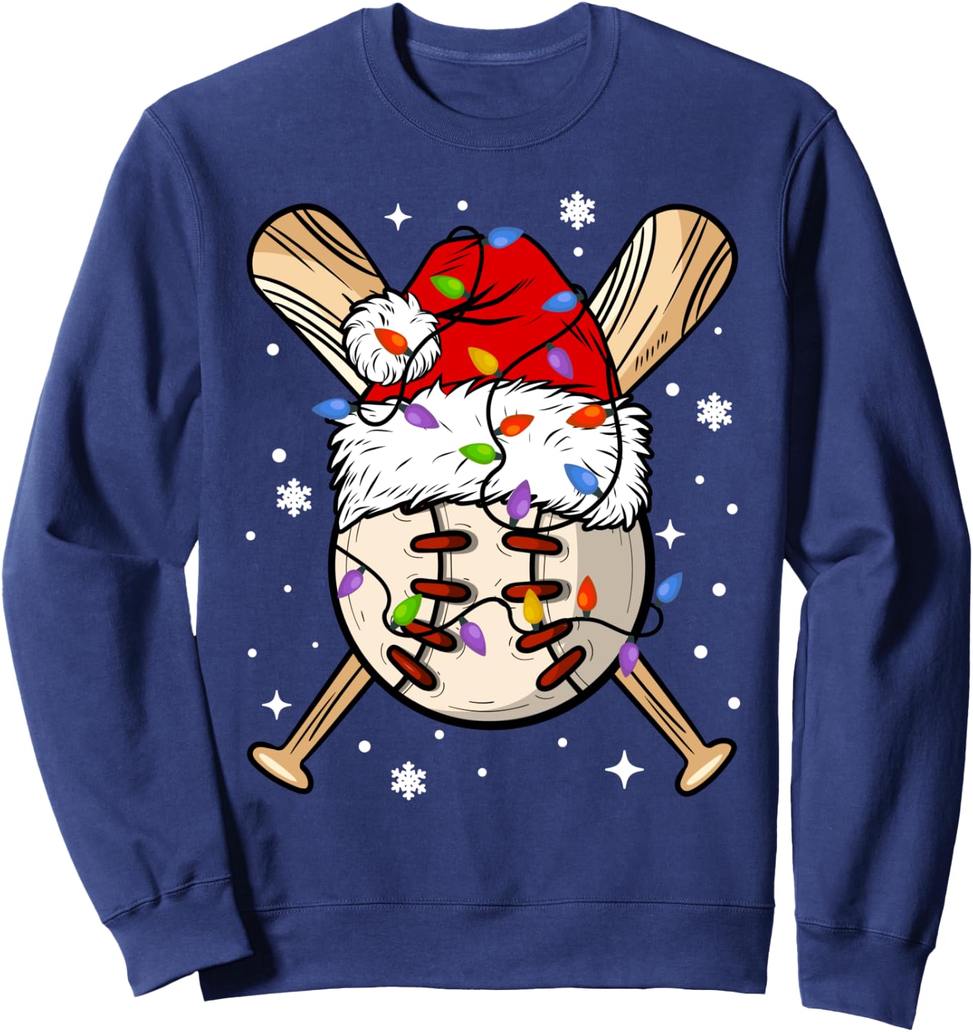 Baseball Snowman Balls Snow Christmas Xmas Women Sweatshirt - Sweatshirt | Navy