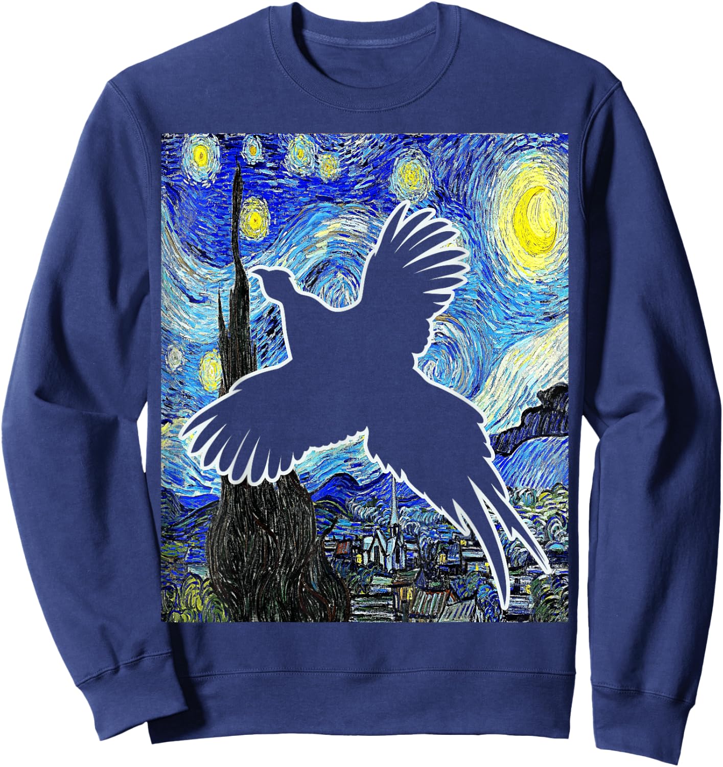 Pheasant Starry Night Pheasant Hunting Painting Sweatshirt - Sweatshirt | Navy
