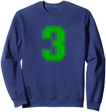 Number #3 Green Sports Fan Jersey Number Sweatshirt - Sweatshirt | Navy