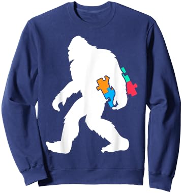 Yetti Autism Kids Jigsaw Puzzle Sasquatch Sweatshirt - Sweatshirt | Navy