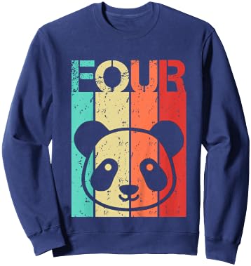 Panda 4 Birthday Boy Girl Panda 4 Year Old Sweatshirt - Sweatshirt | Navy