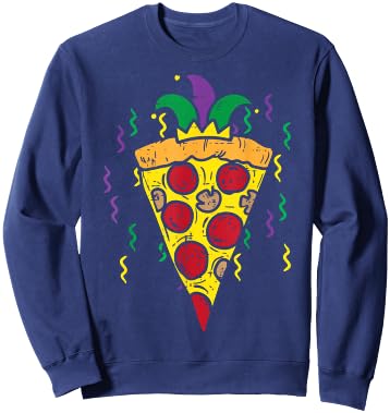 Mardi Gras Jester Pizza Funny Carnival Food Men Women Kids Sweatshirt - Sweatshirt | Navy