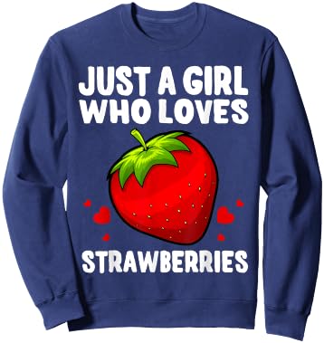 Funny Strawberry Girl Art Kids Strawberries Lovers Sweatshirt - Sweatshirt | Navy