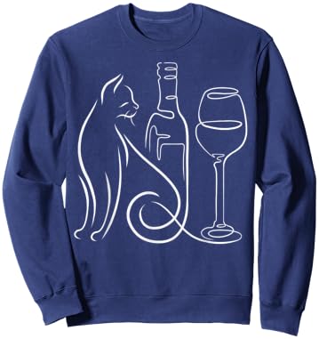 Elegant Line Art Cat with Minimalist Style Sweatshirt - Sweatshirt | Navy