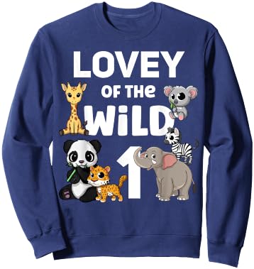 Lovey of the Wild One Zoo 1st Birthday Party Safari Jungle Sweatshirt - Sweatshirt | Navy