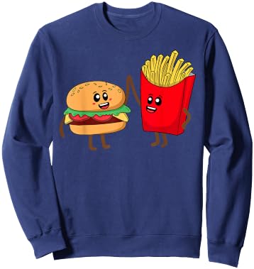 Cool Hamburger Women French Fries Burger Lover Sweatshirt - Sweatshirt | Navy