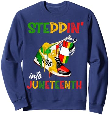 Stepping Into Juneteenth 1865 pride black African American Sweatshirt - Sweatshirt | Navy