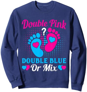 Double Pink Double Blue Mix Twin Gender Announcement Reveal Sweatshirt - Sweatshirt | Navy