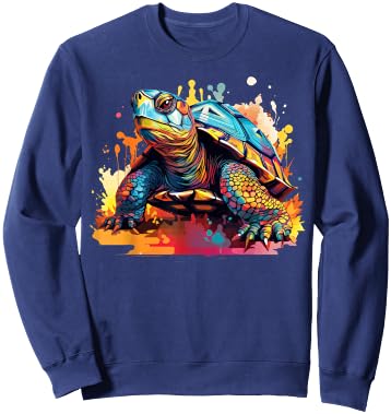 Eastern Box Turtle Lover Colorful Splash Art Sweatshirt - Sweatshirt | Navy