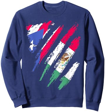 Puerto Rico Flag Mexico Grown Patriot Country Stripes Sweatshirt - Sweatshirt | Navy