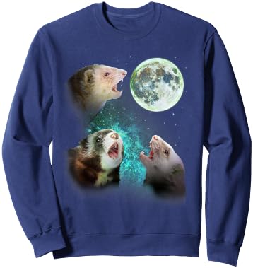 Three Ferrets Howl At Moon 3 Wolfs Wolves - Funny Parody Sweatshirt - Sweatshirt | Navy