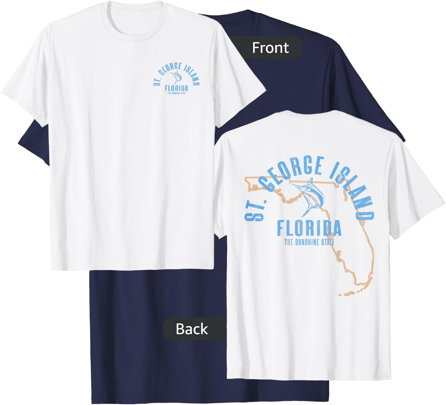 St. George Island Florida FL Vintage Beach Front & Back T-Shirt - T-Shirt | Navy