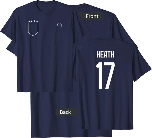Tobin Heath: Name & Number on Back - USWNT Soccer T-Shirt - T-Shirt | Navy