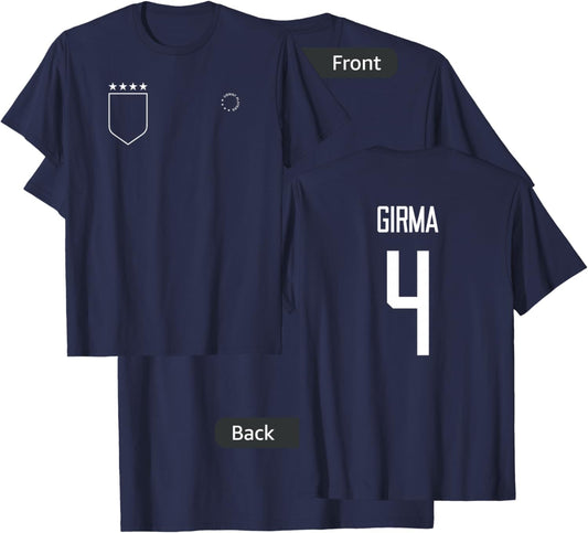 Naomi Girma 4: Name & Number on Back - USWNT Soccer T-Shirt - T-Shirt | Navy