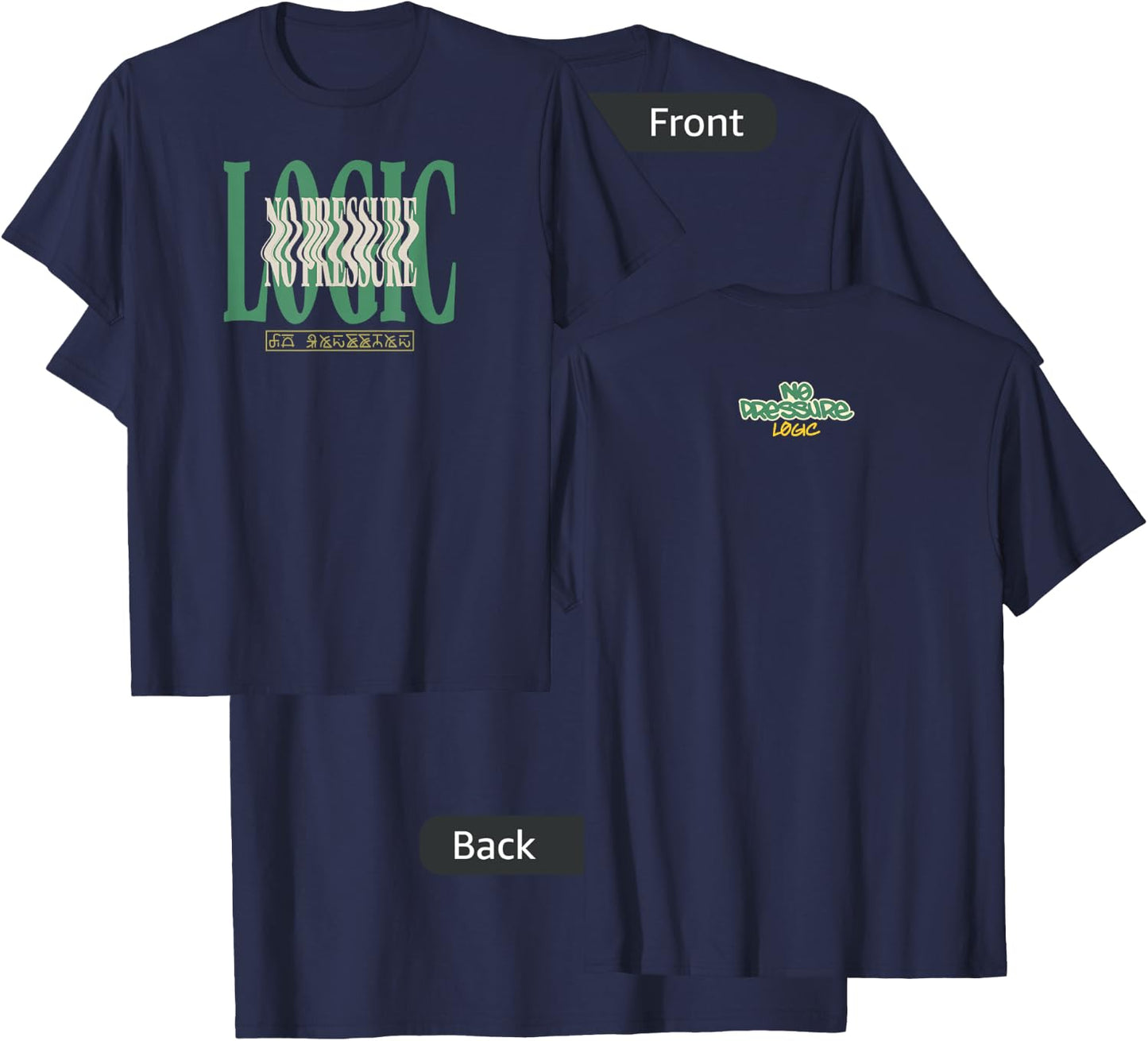 Logic No Pressure Wavy Navy T-Shirt - T-Shirt | Navy