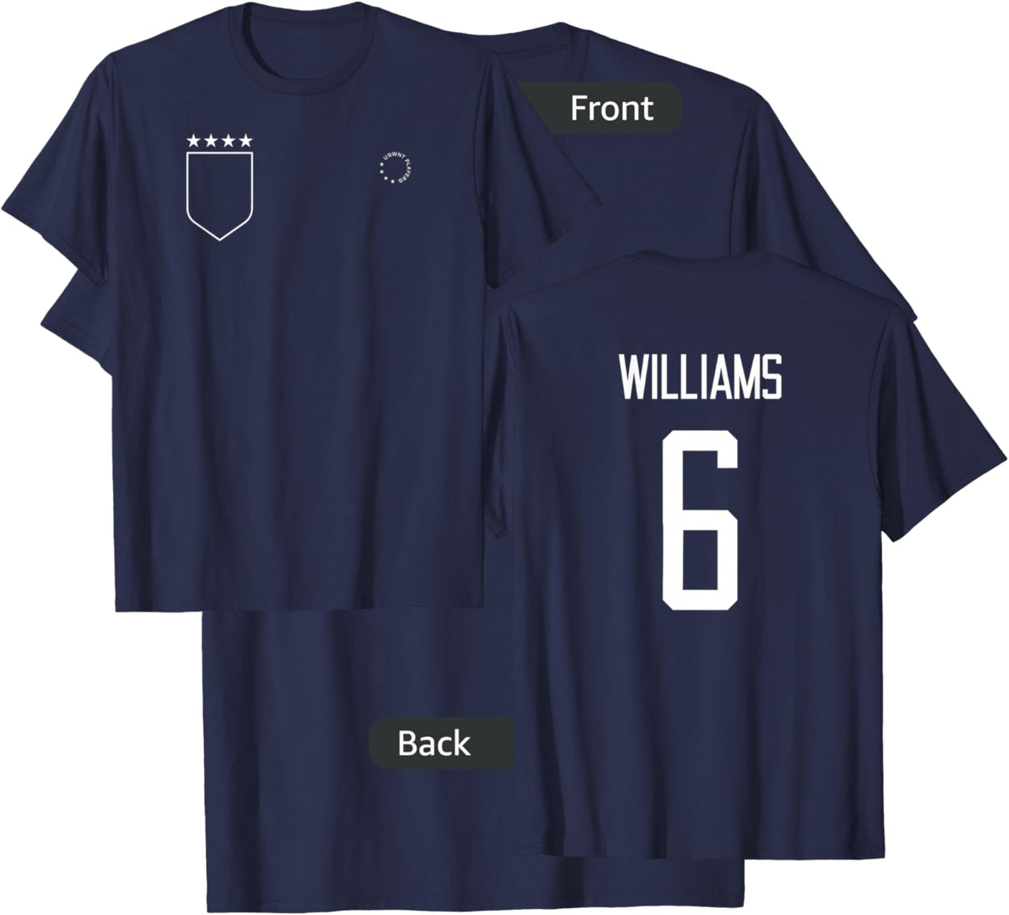 Lynn Williams 6: Name & Number on Back - USWNT Soccer T-Shirt - T-Shirt | Navy