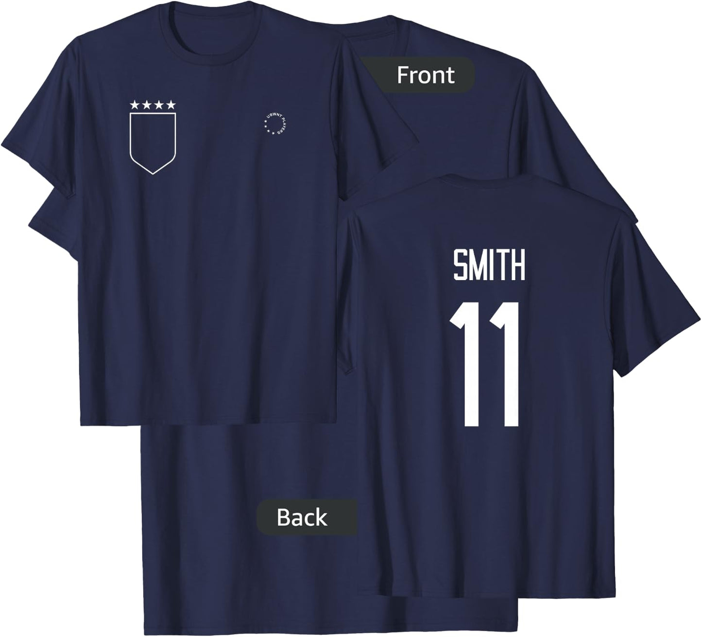 Sophia Smith 11: Name & Number on Back - USWNT Soccer T-Shirt - T-Shirt | Navy