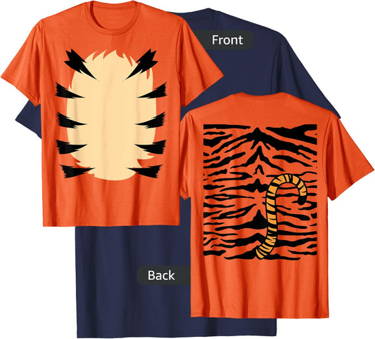 FRONT & BACK Orange Tiger Costume Kids DIY Halloween Costume T-Shirt - T-Shirt | Navy