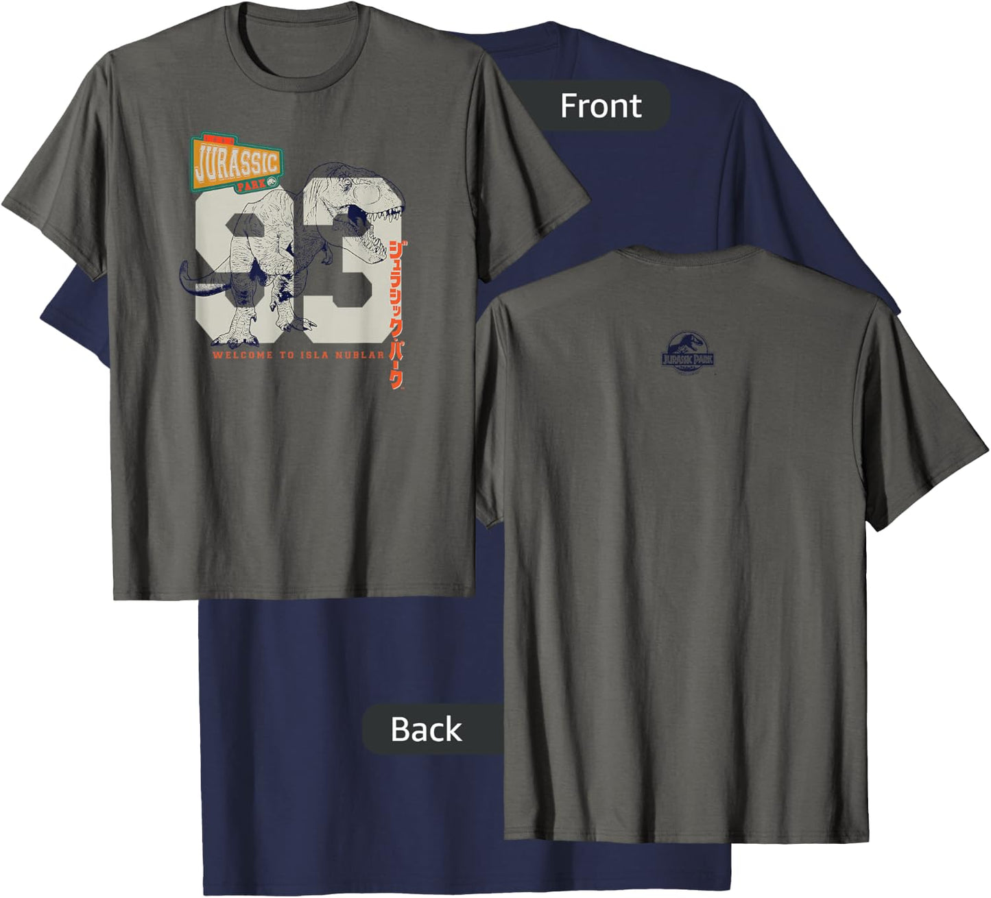 Jurassic Park Retro Varsity Overlay T-Shirt - T-Shirt | Navy