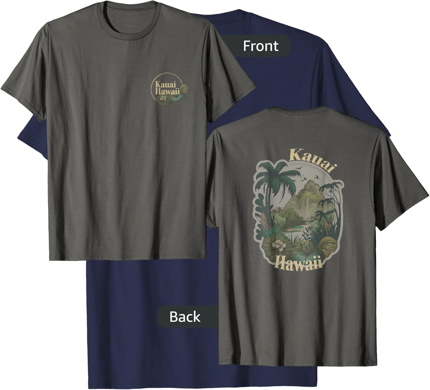 Best Hawaiian Gifts Ideas Kauai Tropical Vintage Hawaiian Women's Grey Classic Fit Short Sleeve Small T-Shirt - T-Shirt | Navy