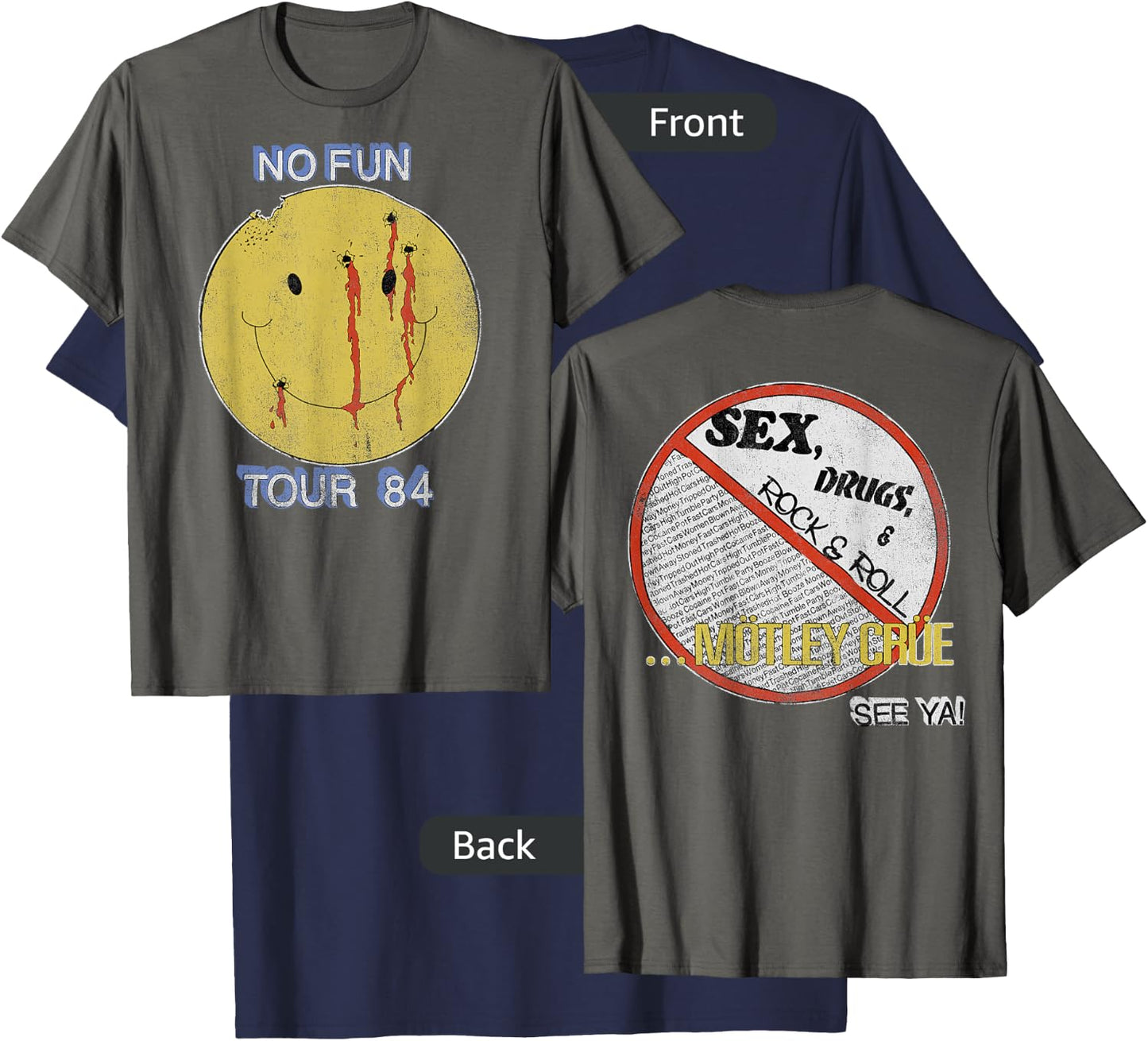 Mötley Crüe – No Fun on Asphalt T-Shirt - T-Shirt | Navy